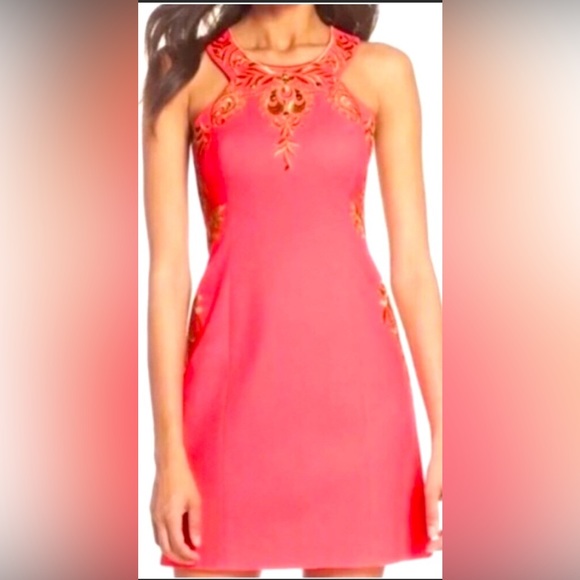Lilly Pulitzer Dresses & Skirts - Lilly Pulitzer Coral Sunset Tina Stretch Shift High Neck Mini Size 2 F